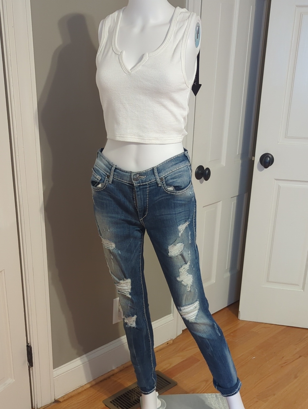 True Religion Distressed Blue Skinny Jeans